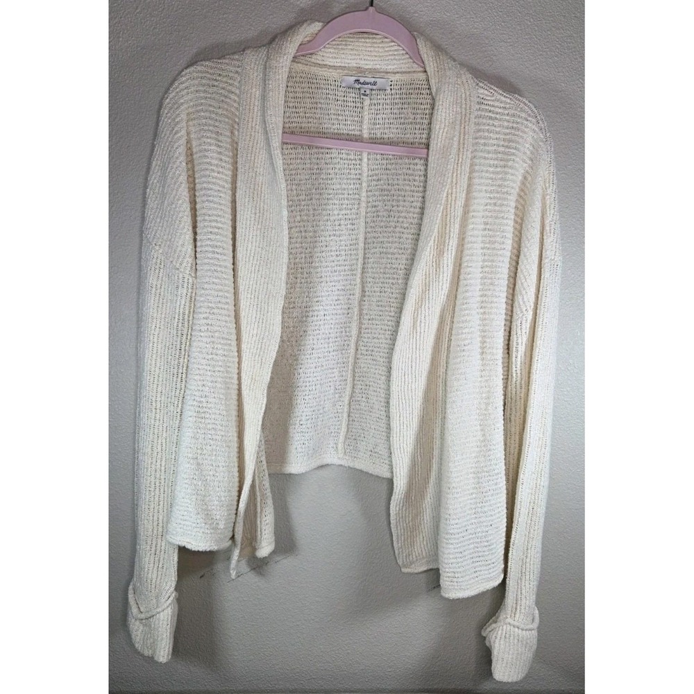 Madewell Open Knit Cropped Cardigan Cream Cotton‎ Blend Size M G2989